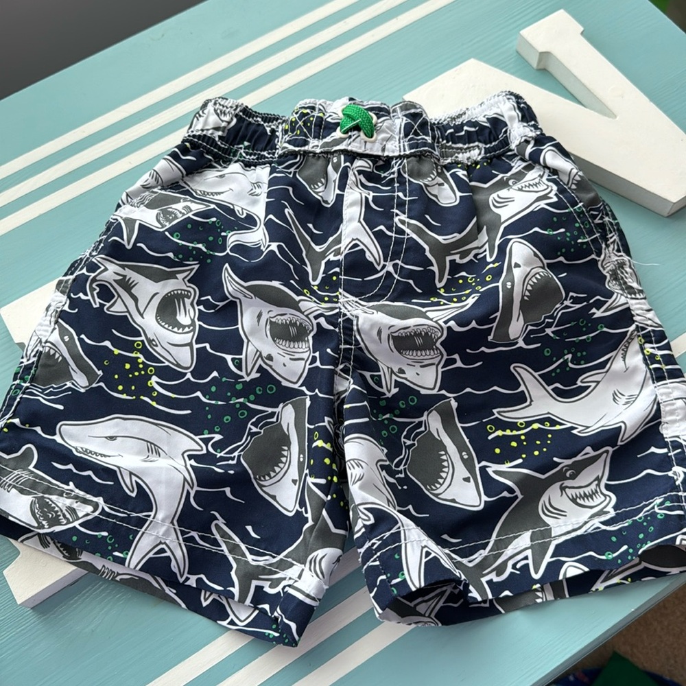 Boys Shark Swim Trunks - size 2T